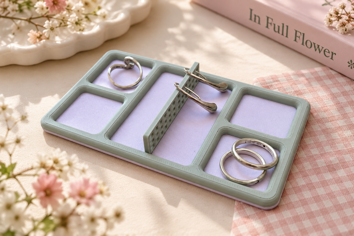 Pickleball Court Trinket Dish (Blue on Purple) + Necklace (Rose Gold)