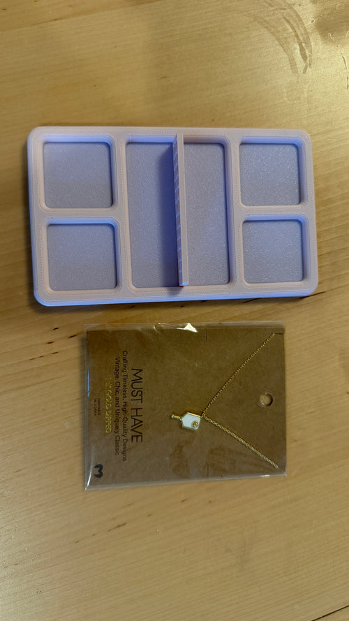 Pickleball Court Trinket Dish (Pink on Purple) + Necklace (White and Gold)